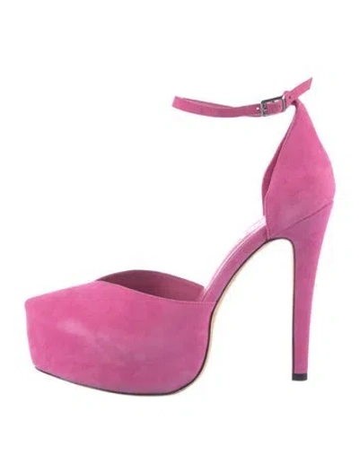 Pre-owned Aminah Abdul Jillil Suede D'orsay Pumps In Pink