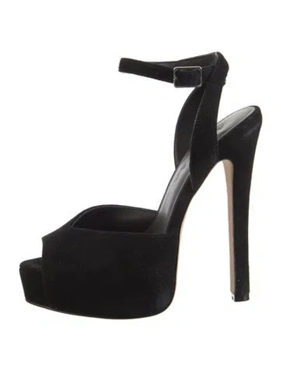 Pre-owned Aminah Abdul Jillil Suede Sandals In Black