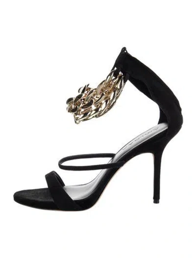 Pre-owned Aminah Abdul Jillil Suede Sandals In Black