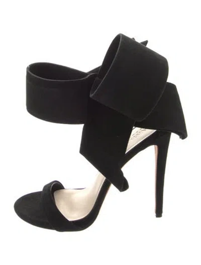 Pre-owned Aminah Abdul Jillil Suede Sandals In Black