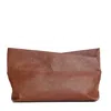 Amine Asymmetrical Leather Pochette With Zip Closure And Detachable Strap In Brown