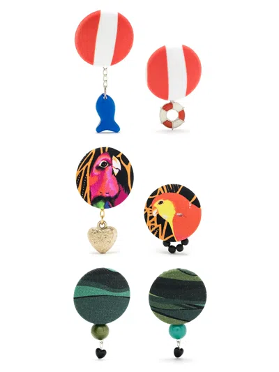Amir Slama 3 Pair Earring Set In Multicolour