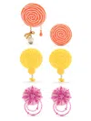 Amir Slama 3 Pair Earring Set In Multicolour