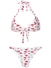 Amir Slama All-over Lips-print Bikini Set In White