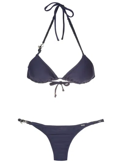 Amir Slama Anchor-hardware Triangle Bikini In Blue