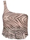 Amir Slama Animal-pattern One-shoulder Top In Brown
