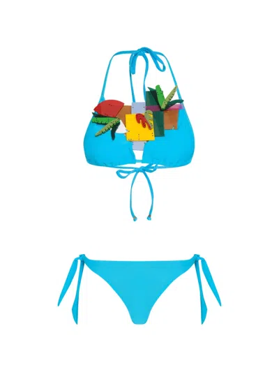 Amir Slama Appliqué Bikini In Blue