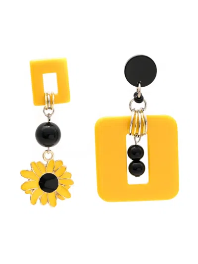 Amir Slama Asymmetric Drop Earrings In Yellow