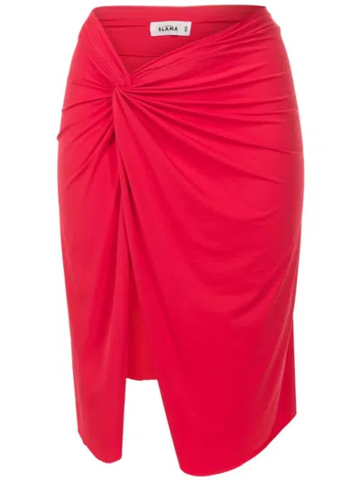 Amir Slama Asymmetric Gathered-detail Skirt In Rot