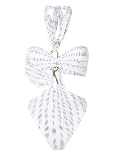 Amir Slama Asymmetric Halter-neck Swimsuit In White