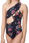 Amir Slama Asymmetrical One Piece In Floral Bouquet In Multi