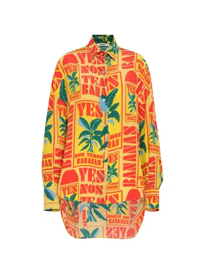 Amir Slama Banana Print Shirt In Orange