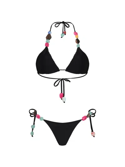 Amir Slama Beaded Bikini In Black