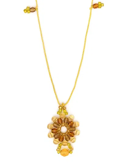 Amir Slama Beaded Detail Necklace In Yellow