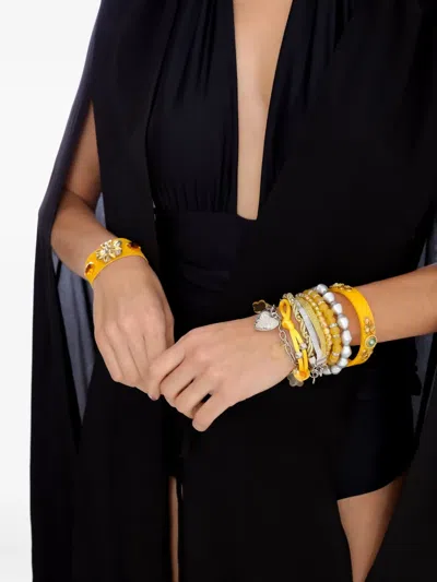 Amir Slama Beaded Flower Bracelet In Gold
