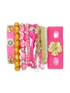Amir Slama Beaded Flower Bracelet Set In Pink