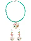 Amir Slama Beaded Necklace Earrings Set In Multicolour
