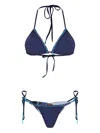 Amir Slama Beaded Triangle Bikini Set In Blue