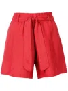Amir Slama Belted Elasticated Short Shorts In Red