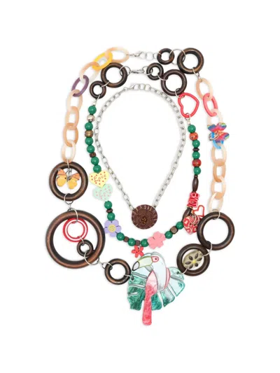 Amir Slama Bijoux Bead-embellished Necklace (set Of Three) In Multi