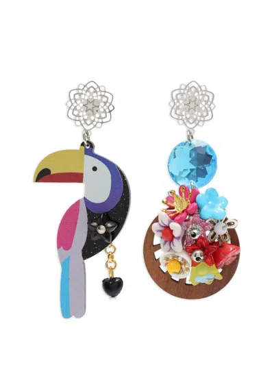 Amir Slama Bijoux Toucan-motif Earrings In Multi