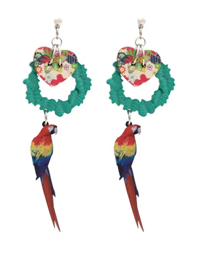 Amir Slama Bird-charm Drop Earrings In Multicolour