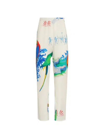 Amir Slama Bird-print Trousers In White