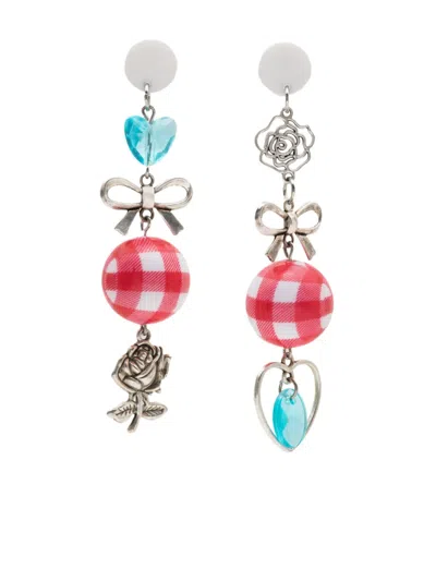 Amir Slama Bow Heart-motif Drop Earrings In Multi