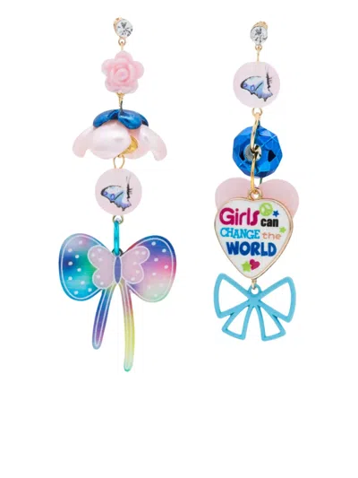 Amir Slama Bow-motif Drop Earrings In Blue