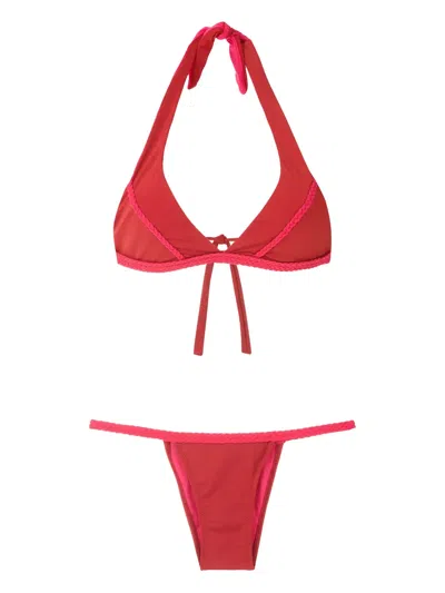 Amir Slama Bikini Mit Geflochtenem Besatz In Rot