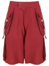 Amir Slama Mid-waist Cargo Bermuda Shorts In Red
