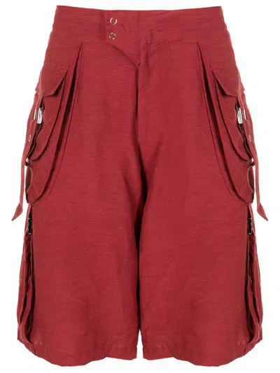 Amir Slama Mid-waist Cargo Bermuda Shorts In Red
