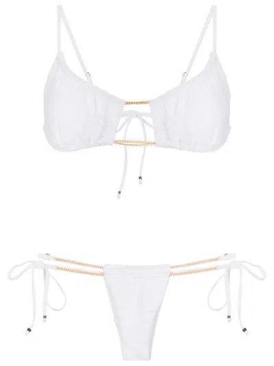 Amir Slama Chain-link Textured Bikini In White