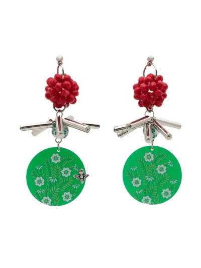 Amir Slama Charm-appliqué Drop Earrings In Green