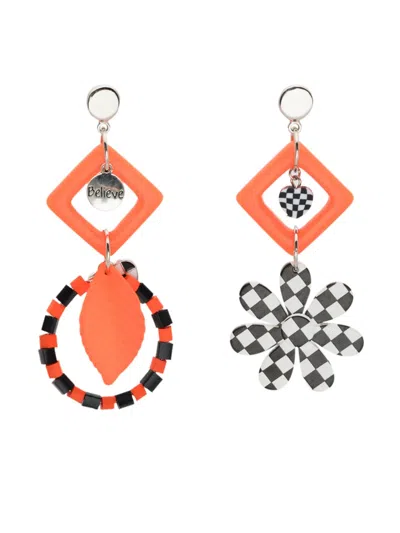 Amir Slama Charm-appliqué Drop Earrings In Orange