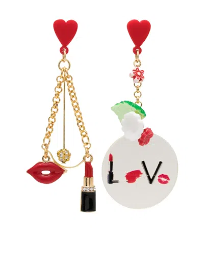Amir Slama Charm-detail Asymmetric Earrings In Gold