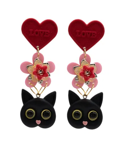 Amir Slama Charm-embellished Drop Earrings In Red