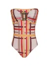 Amir Slama Check-pattern Strapless Swimsuit In Multi