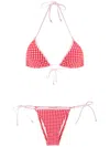 Amir Slama Checkered Print Triangle Bikini Set In Pink