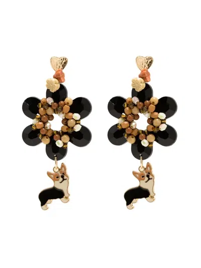 Amir Slama Corg Statement Drop Earrings In Black
