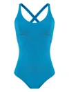 Amir Slama Criss-cross Strap Swimsuit In Blue