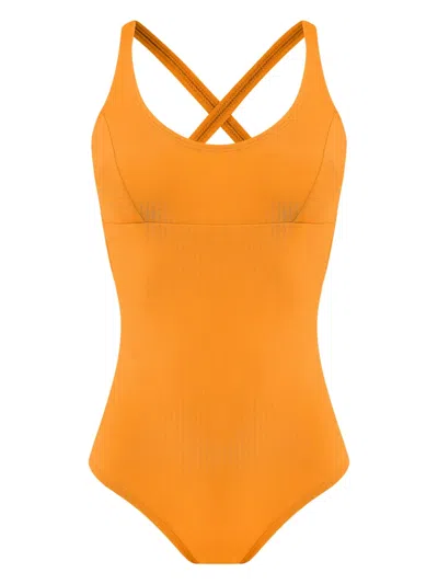 Amir Slama Criss-cross Swimsuit In Orange