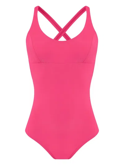 Amir Slama Criss-cross Swimsuit In Pink