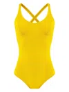 Amir Slama Criss-cross Swimsuit In Yellow