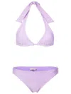 Amir Slama Crochet-knit Halterneck Bikini In Purple