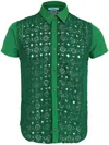 Amir Slama Crochet-panel Shirt In Green