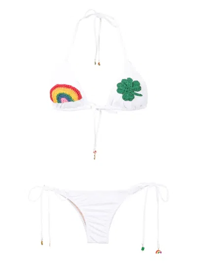 Amir Slama Crochet-patch Bikini Set In White