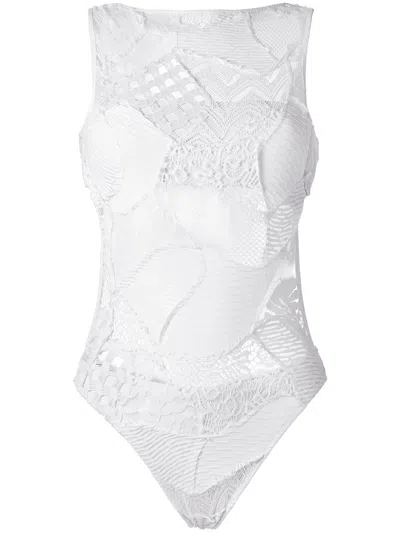 Amir Slama Crochet Swimsuit In White