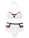 Amir Slama Crochet-trim Striped Bikini Set In White