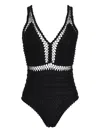 Amir Slama Crochet V-neck Swimsuit In Black